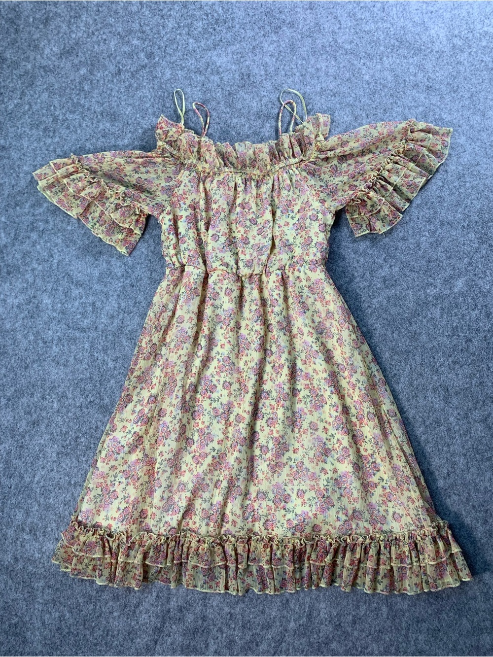 ClockHouse ' Yellow Floral Ruffle Off-Shoulder Dress - Picture 11 of 13